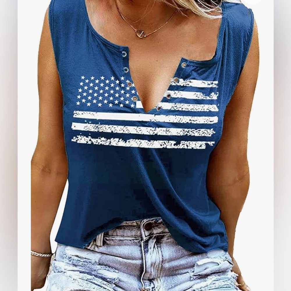 American Flag Sleeveless Tank Top Size XL
